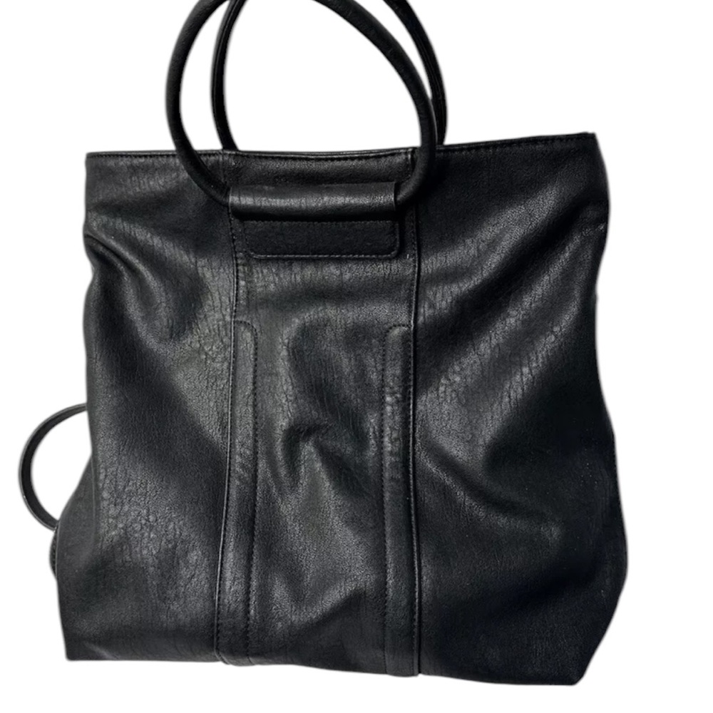 Sasha + Sofi Vegan Hobo Crossbody Bag Dual Handles + Shoulder Strap Black